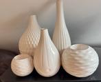 Riverdale setje vaasjes en waxinehouders wit, Huis en Inrichting, Woonaccessoires | Vazen, Gebruikt, Wit, Aardewerk of Porselein