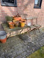 Frans bistro setje, ijzeren onderstel, Gebruikt, Tuinset, Hout, Ophalen