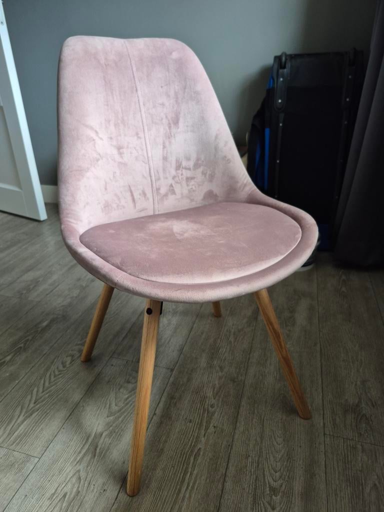 Fluwelen stoel oud roze, Huis en Inrichting, Stoelen, Ophalen, Zo goed als nieuw, Overige kleuren, Eén