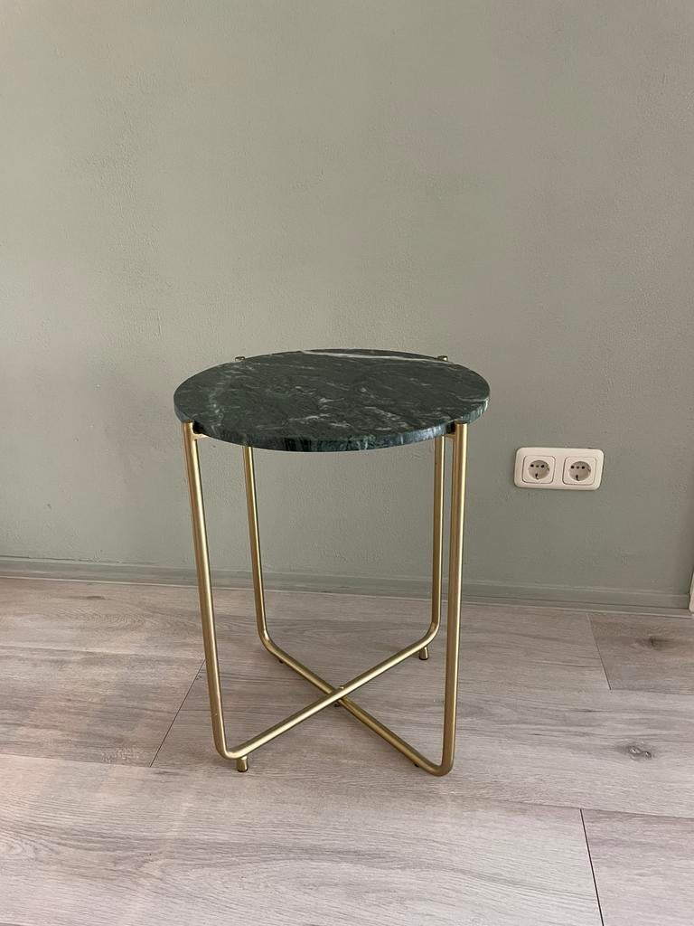 Mooi klassieke bijzettafel met marmeren blad, Huis en Inrichting, Tafels | Bijzettafels, Minder dan 55 cm, Rond, Zo goed als nieuw