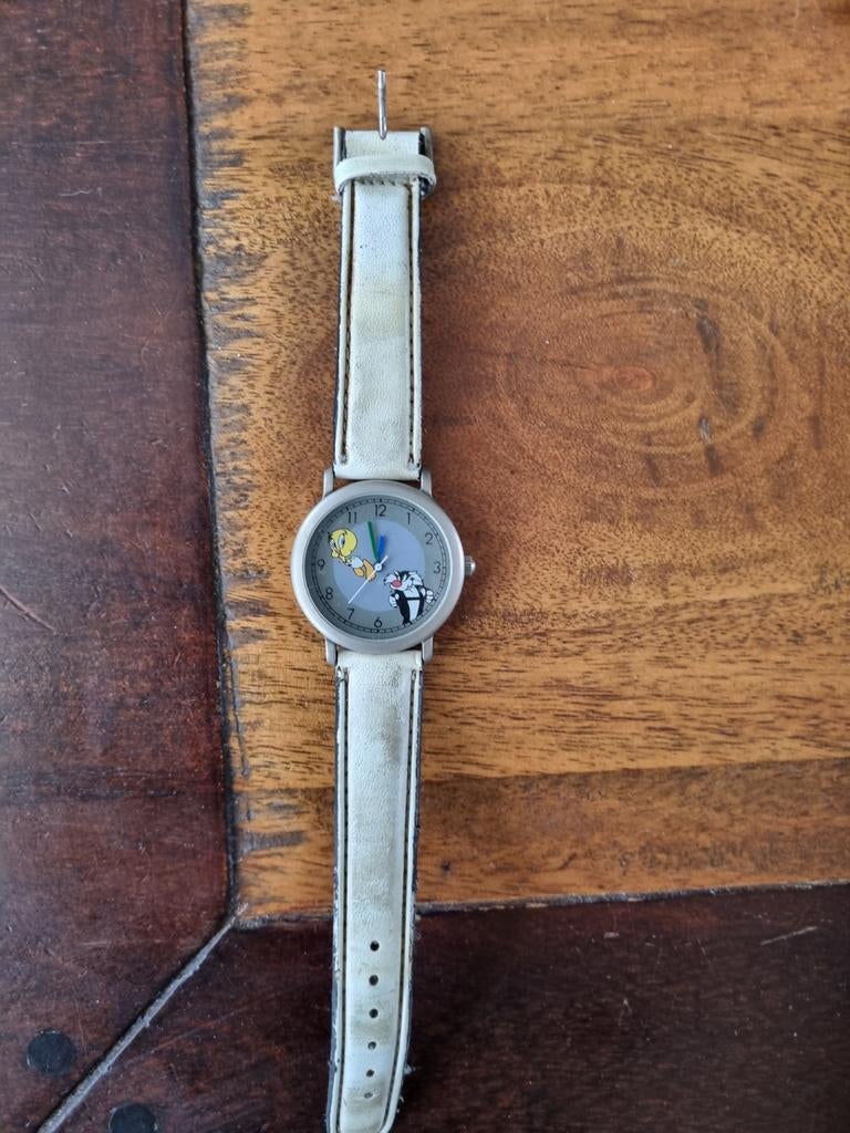 Vintage Looney Tunes horloge, Ophalen of Verzenden, Gebruikt, Wit, Jongen of Meisje