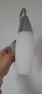 Wandlamp ook voor de badkamer witglas/zilver, Ophalen, Glas