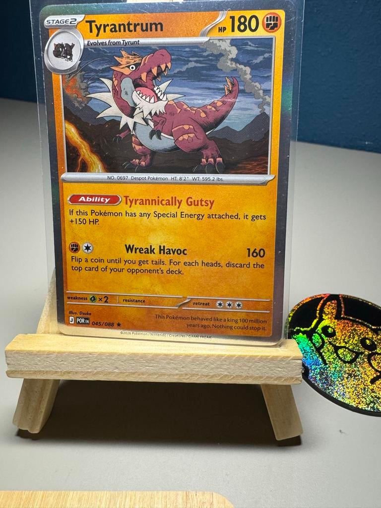 Pokémon Kaart Tyrantrum 045/088, Ophalen of Verzenden, Zo goed als nieuw, Losse kaart
