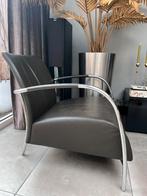 MONTIS LOMAS STRAK DESIGN BRUINE LEREN RELAX FAUTEUIL, Ophalen of Verzenden, Zo goed als nieuw, 50 tot 75 cm, Strak design