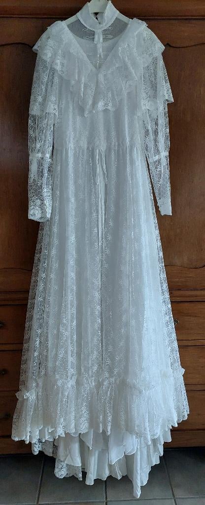 witkanten trouwjurk met accessoires voor winterbruid, Ophalen of Verzenden, Zo goed als nieuw, Wit, Trouwjurk