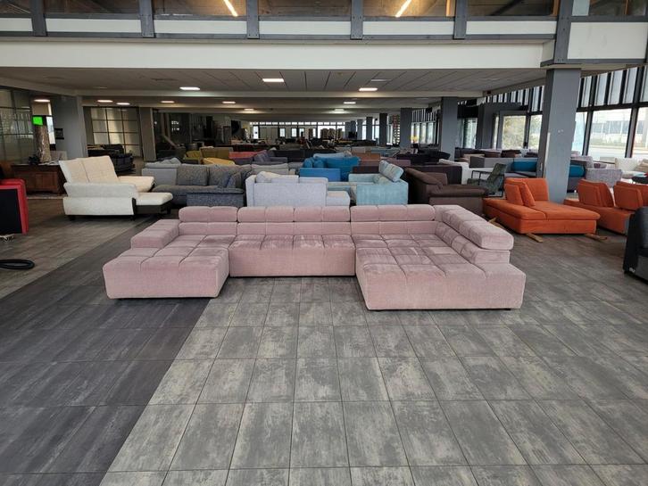 ❇️️️️️️ OUTLET taupe beige U-bank 180x395x220 |GRATIS BEZORG, Huis en Inrichting, Banken | Bankstellen, Zo goed als nieuw, Hoekbank