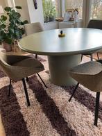 Ronde groene eettafel 130 cm, Ophalen, Zo goed als nieuw, Rond, 100 tot 150 cm
