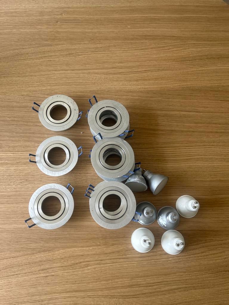 GU10 RVS Plafondspots - Inbouwspots, Ophalen, Halogeen, Gebruikt, Metaal of Aluminium