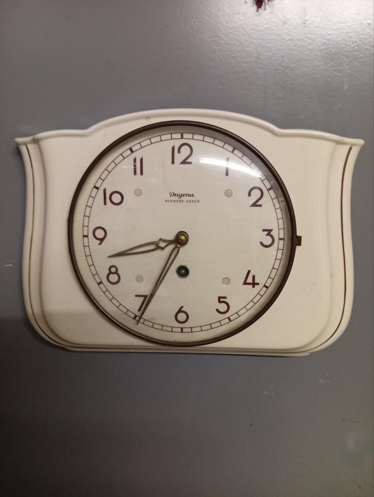 Vintage Dugena wandklok - Schweb-Anker, Ophalen of Verzenden