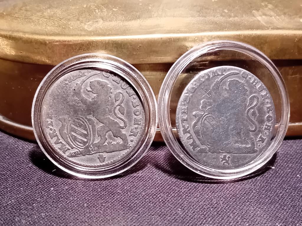 Twee mooie zeldzame zilveren interessante munten uit 1753., Vóór koninkrijk, Setje, Zilver, Overige waardes