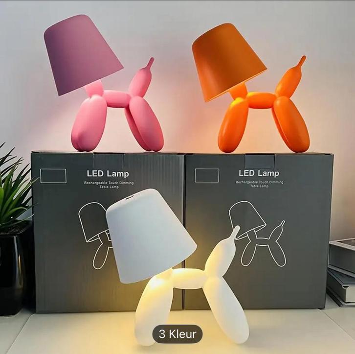 Balloon dog hond led lamp tafellamp koons wit roze oranje, Huis en Inrichting, Lampen | Tafellampen, Nieuw, Minder dan 50 cm, Verzenden