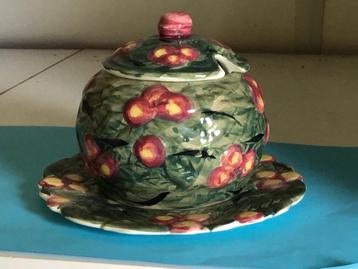 Vintage Jampot met Deksel en Schotel beschikbaar voor biedingen