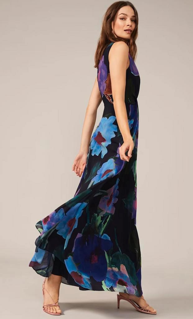 Phase Eight luxe lange jurk blauwtinten chiffon (Uk12) 40, Kleding | Dames, Jurken, Nieuw, Maat 38/40 (M), Overige kleuren, Onder de knie