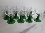 8 Roemer Wijnglazen - Groene Voet, Antiek en Kunst, Antiek | Glas en Kristal, Ophalen of Verzenden