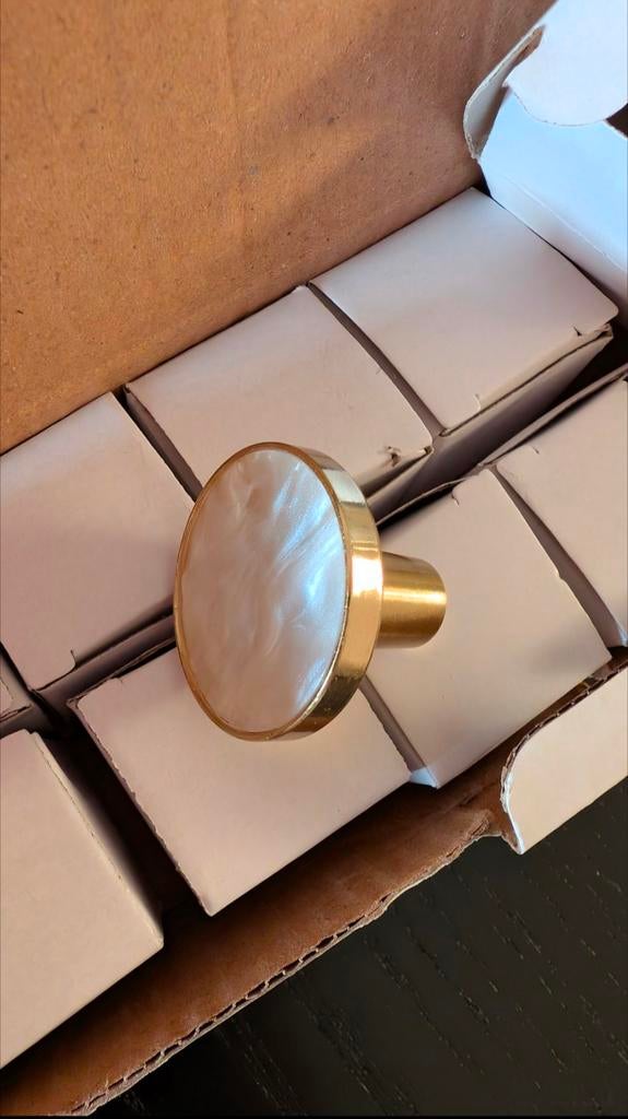 10 Gouden Deurknoppen met Parelmoer - Nieuw in Doos, Ophalen of Verzenden, Nieuw