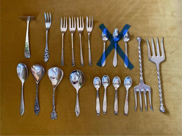 Bestek oa suikerscheppen / gebaksvorkjes ook Gero puntfilet, Antiek en Kunst, Antiek | Bestek, Ophalen of Verzenden