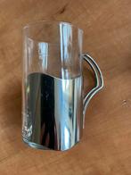 4 theeglazen met metalen houder, Glas, Ophalen of Verzenden, Zo goed als nieuw