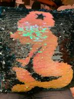 Sierkussen Zeemeermin Eenhoorn Pailletjes 25x25 cm, Ophalen of Verzenden, Zo goed als nieuw, Blauw, Vierkant