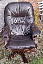 Degelijke, leren draai stoel, Huis en Inrichting, Ophalen, Gebruikt, Vintage, 50 tot 75 cm