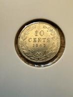 10 cent 1901 Wilhelmina, Postzegels en Munten, Munten | Nederland, Ophalen, Zilver, 10 cent, Koningin Wilhelmina