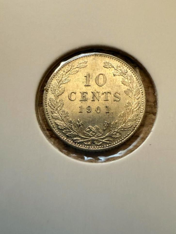 10 cent 1901 Wilhelmina, Postzegels en Munten, Munten | Nederland, Losse munt, 10 cent, Koningin Wilhelmina, Zilver, Ophalen