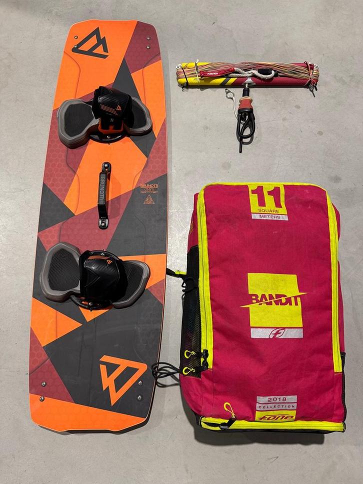 F-One Bandit 11m + Brunotti Onyx 140x42 + F-One Bar, Watersport en Boten, Kitesurfen, Gebruikt, Kitesurf-set, 11 m², Twintip, Ophalen