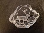 Beeldje Stuk glas met gravure van een mannelijk damhert B096, Ophalen of Verzenden, Zo goed als nieuw, Dier