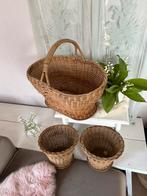 Wicker antieke Engelse manden izgst 1x groot 2x plantenpot, Huis en Inrichting, Ophalen, Gebruikt, Mand, Rond