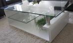 strakke wit hoogglans met glas salontafel, Glas, Gebruikt, Rechthoekig, Design, modern, strak