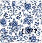 Servetten decoupage/bullet journal– bloem delfts blauw L1747, Verzenden, Nieuw, Materiaal
