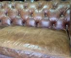 Cognac leren Chesterfield bank + BEZORGING GRATIS, Gebruikt, Onbekend, Driepersoons, Ophalen of Verzenden