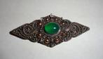 Broche Zilver Zeeuwse Knoop Agaat Groen, Overige materialen, 4 tot 7 cm, Ophalen of Verzenden, Zo goed als nieuw