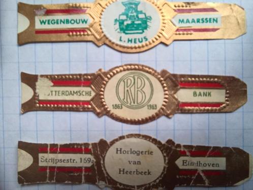 Oud sigarenbandje Rotterdamsche Bank 1863 1963, Verzamelen, Rookartikelen, Aanstekers en Luciferdoosjes, Gebruikt, Sigarenbandjes