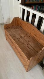 Grenen bedbankje met opslag mogelijkheid, Gebruikt, Eenpersoons, Minder dan 75 cm, Ophalen of Verzenden