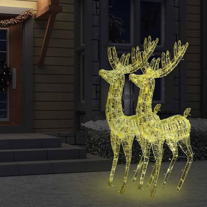 Kerstdecoratie rendier 2 st 250 LED's warmwit 180 cm acryl, Diversen, Kerst, Nieuw, Ophalen of Verzenden