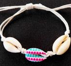 armbandje 3 schelpen turquoise/roze hartjes, Ophalen of Verzenden, Nieuw, Roze, Overige materialen