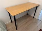 IKEA ANFÄLLARE / HILVER Bureau, Bamboe blad met zwarte poten, Huis en Inrichting, Bureaus, Ophalen, In hoogte verstelbaar, Gebruikt