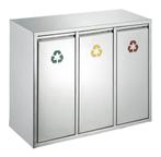 Recycling afvalbak 3x 8 liter - Mat RVS [MREUVER], Ophalen of Verzenden, Nieuw, Rvs, Minder dan 50 cm