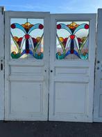 3 enkele Jugendstil glas in lood deuren., Ophalen