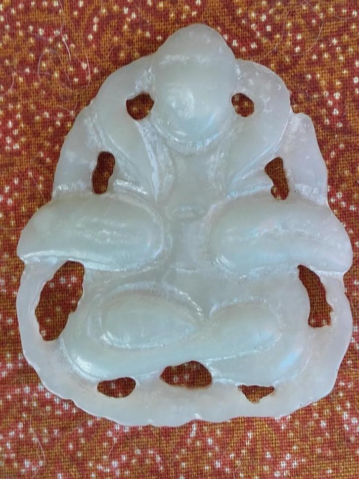 Mooi antiek Chinees amulet van jade met Boeddha 5 cm., Antiek en Kunst, Kunst | Niet-Westerse kunst, Ophalen of Verzenden