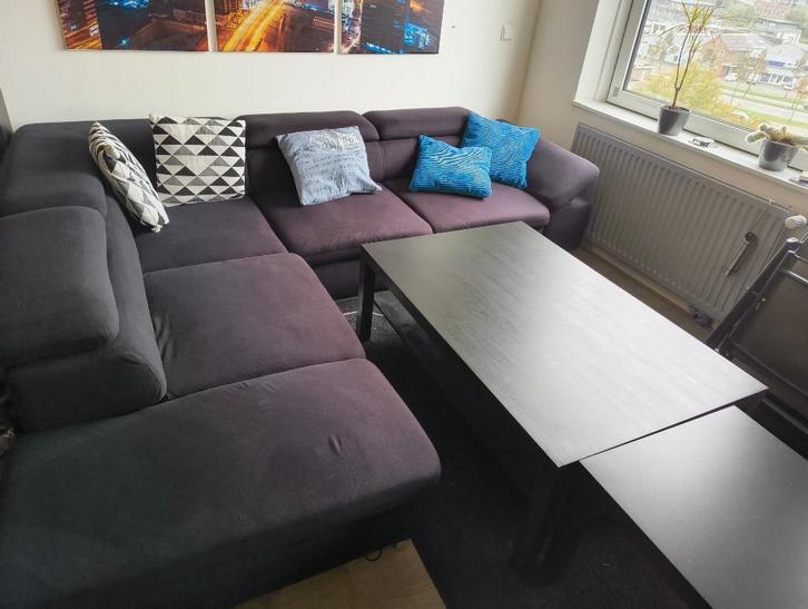 Hoekbank zwart, Huis en Inrichting, Banken | Bankstellen, Zo goed als nieuw, Hoekbank, Vierpersoons of meer, 250 tot 300 cm, 150 cm of meer