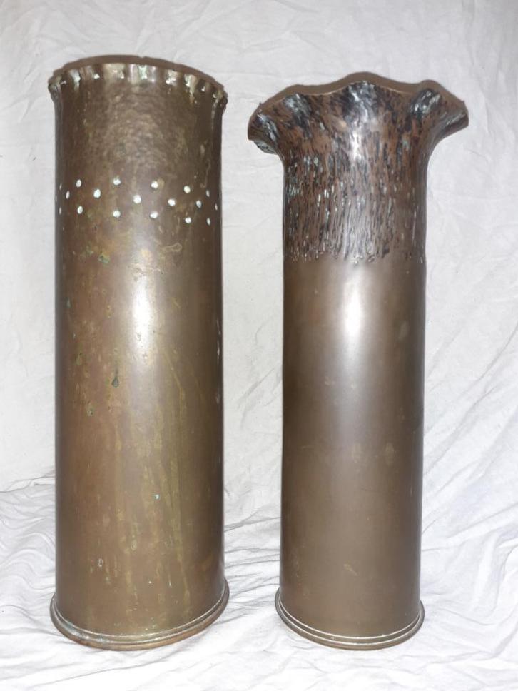 2 bewerkte hulzen WO2, onklaar, Verzamelen, Militaria | Tweede Wereldoorlog, Landmacht, Hulzen of Bodemvondsten, Ophalen of Verzenden