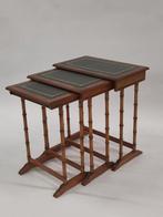 Vintage nesting tables faux bamboo bijzettafeltjes hout, Huis en Inrichting, Minder dan 55 cm, Gebruikt, ., Ophalen of Verzenden