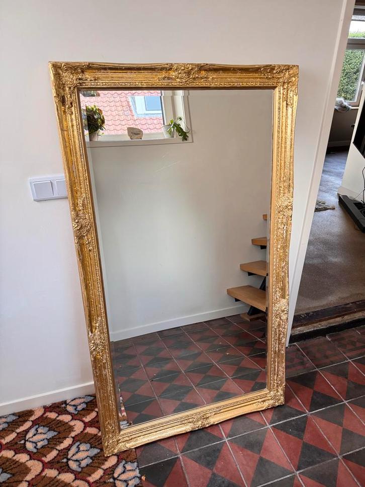 Grote Gouden Spiegel - Bohemian Stijl, Huis en Inrichting, Woonaccessoires | Spiegels, Zo goed als nieuw, 75 tot 100 cm, 150 tot 200 cm