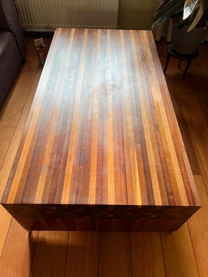 Houten Leolux salontafel, Huis en Inrichting, Tafels | Salontafels, Zo goed als nieuw, Minder dan 50 cm, 50 tot 100 cm, Rechthoekig