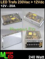 LED Trafo Voeding Adapter Driver 230V > 12V 20A = 240W - O, Ophalen of Verzenden, Nieuw, LEDtrafo