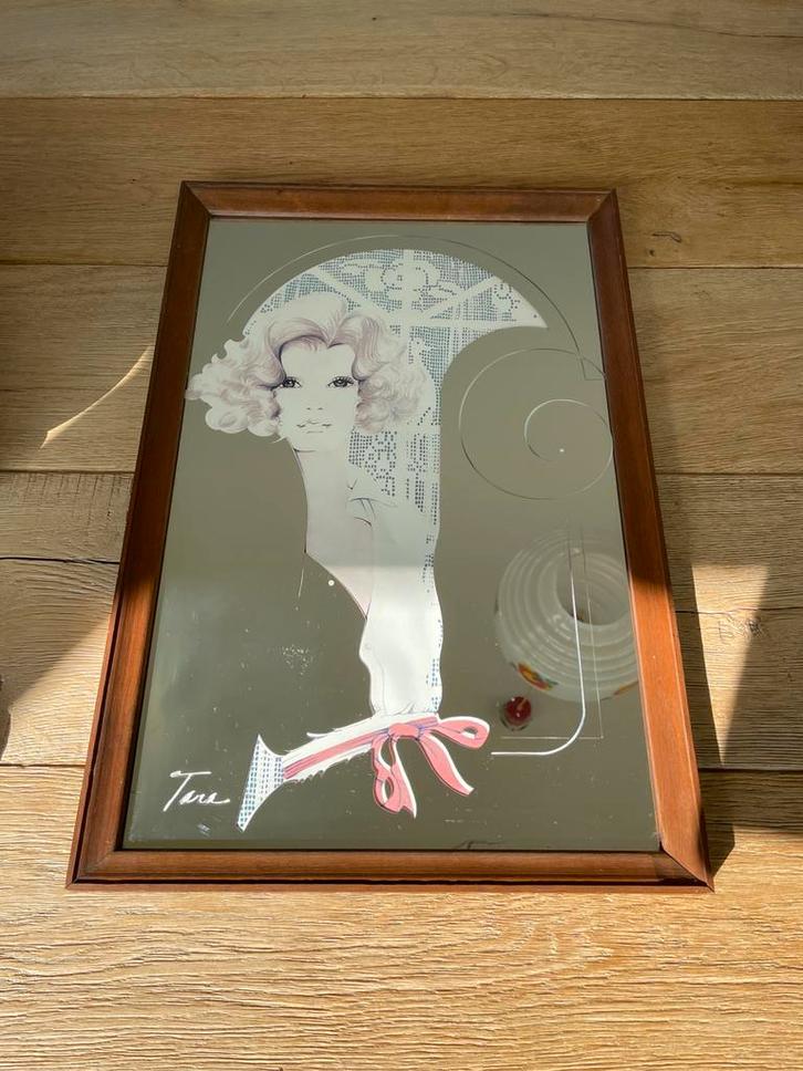 Art nouveau spiegel van William Tara, Huis en Inrichting, Woonaccessoires | Spiegels, Gebruikt, Minder dan 50 cm, Minder dan 100 cm