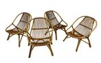 Vintage Set van 4 rotan fauteuils Rohe Noordwolde 1960