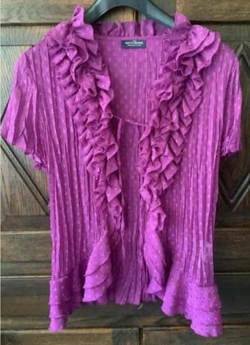 Paars bloesje, blouse leuke franjes details; 42; Sixth Sens beschikbaar voor biedingen