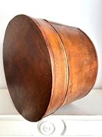 Vintage grote hoedendoos hout en leer 36x23 cm, Ophalen